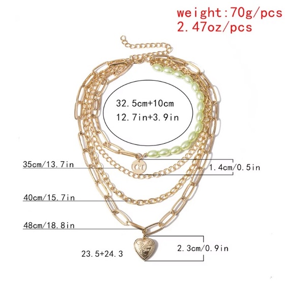 Fashion Chunky Gold Tone Heart Pendant Necklace Statement - Picture 3 of 3